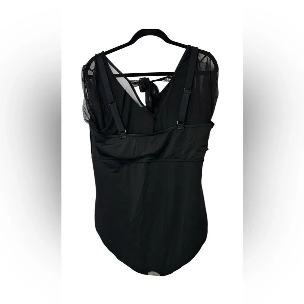NWT BloomChic Black Swimsuit with Sheer Detail